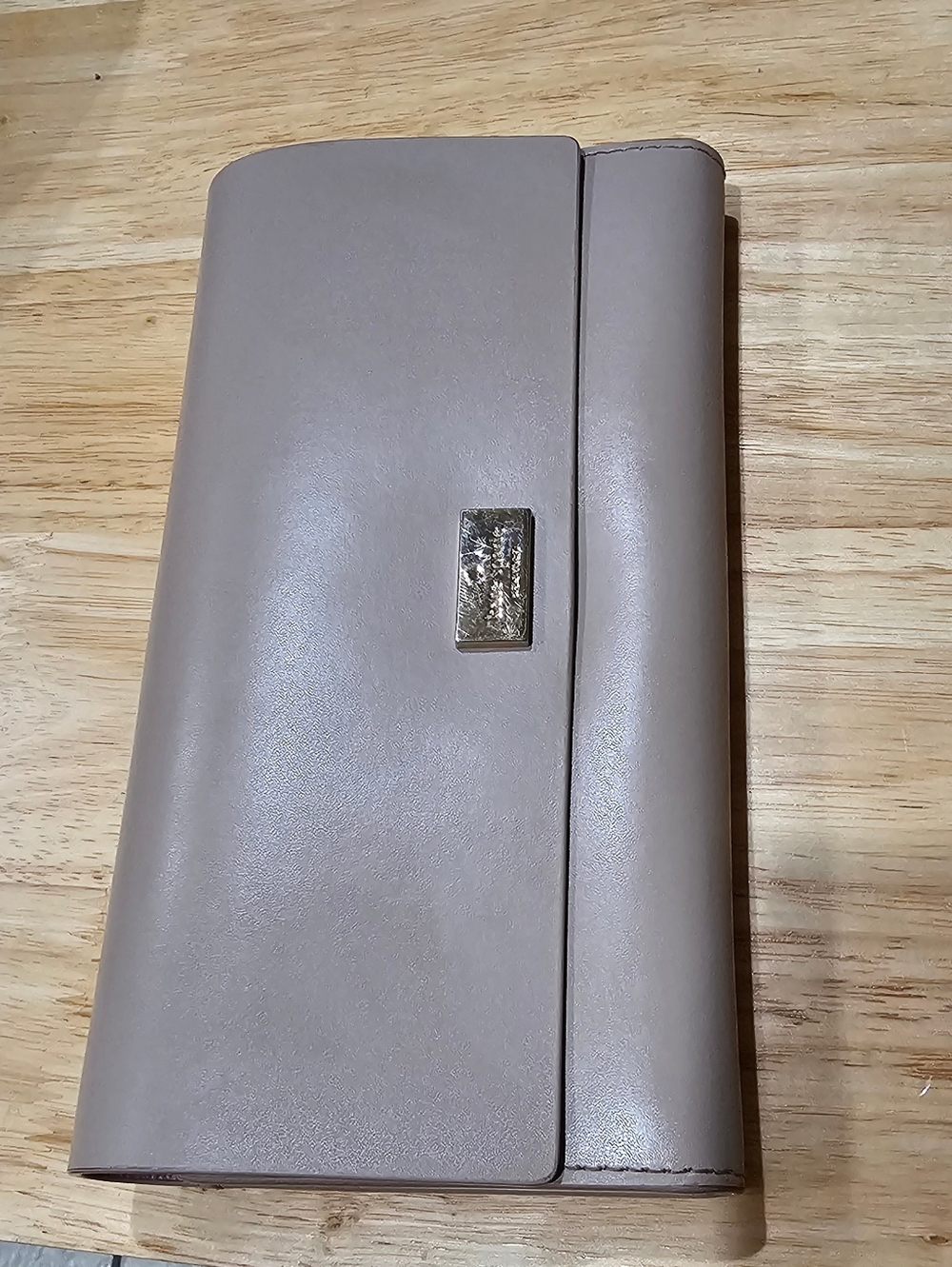 Kate Spade Long Trifold Wallet Taupe Pink Leather EUC